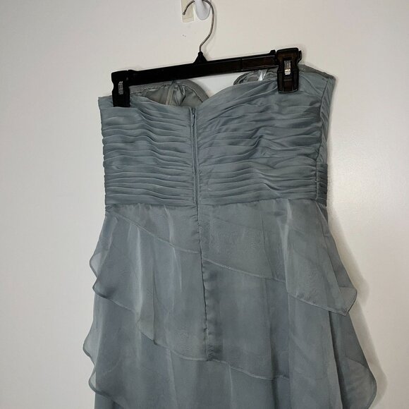 Adrianna Papell Strapless Blue Chiffon Ruffle  Dress Womes 14 - Picture 6 of 12